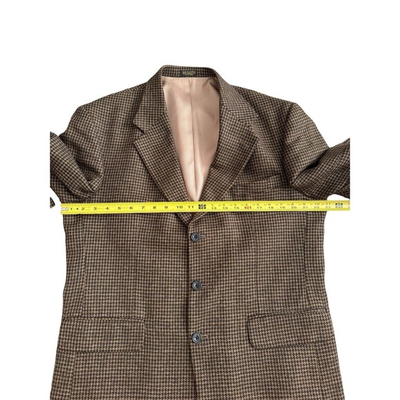 Oscar De La Renta 100%‎ Wool Tweed Blazer Jacket Brown Houndstooth Check 42R - Picture 6 of 8
